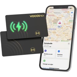 Vocolinc rechargeable wallet tracker card ultra fin, air tag traceur carte lot de 2, bleutooth localisateurs d’objets compatible