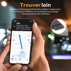 Vocolinc rechargeable wallet tracker card ultra fin, air tag traceur carte lot de 2, bleutooth localisateurs d’objets compatible