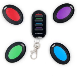 VODESON Localisateur d'objets (clés, Portefeuilles...) Porte Clés Siffleur Key Finder (4 récepteurs)