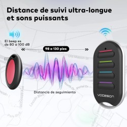 VODESON Localisateur d'objets (clés, Portefeuilles...) Porte Clés Siffleur Key Finder (4 récepteurs)