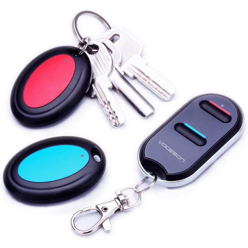 VODESON Localisateur d'objets (clés, Portefeuilles...) Porte Clés Siffleur Key Finder (2 récepteurs)