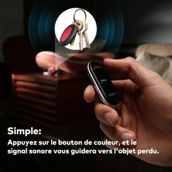 VODESON Localisateur d'objets (clés, Portefeuilles...) Porte Clés Siffleur Key Finder (2 récepteurs)