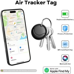 Smart air tags traceur lot de 4 noir, bleutooth tracker fonctionne avec apple localiser (ios uniquement), localisateurs d’objets