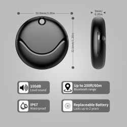 Smart air tags traceur lot de 4 noir, bleutooth tracker fonctionne avec apple localiser (ios uniquement), localisateurs d’objets