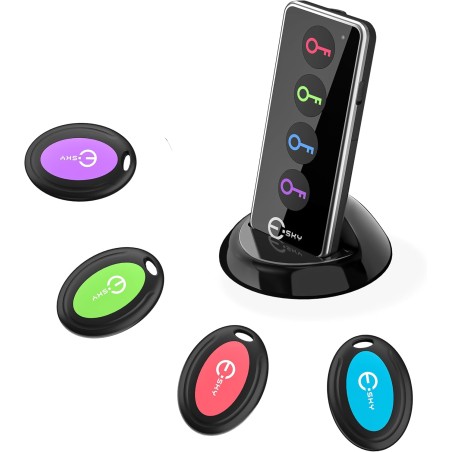 Esky Localisateur d'objets, Localisateur de Clés 4 Récepteurs et 1 Émeteur 80 DB Travail de 39,9m sans Fil RF avec LED Lampe de 