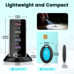 Esky Localisateur d'objets, Localisateur de Clés 4 Récepteurs et 1 Émeteur 80 DB Travail de 39,9m sans Fil RF avec LED Lampe de 