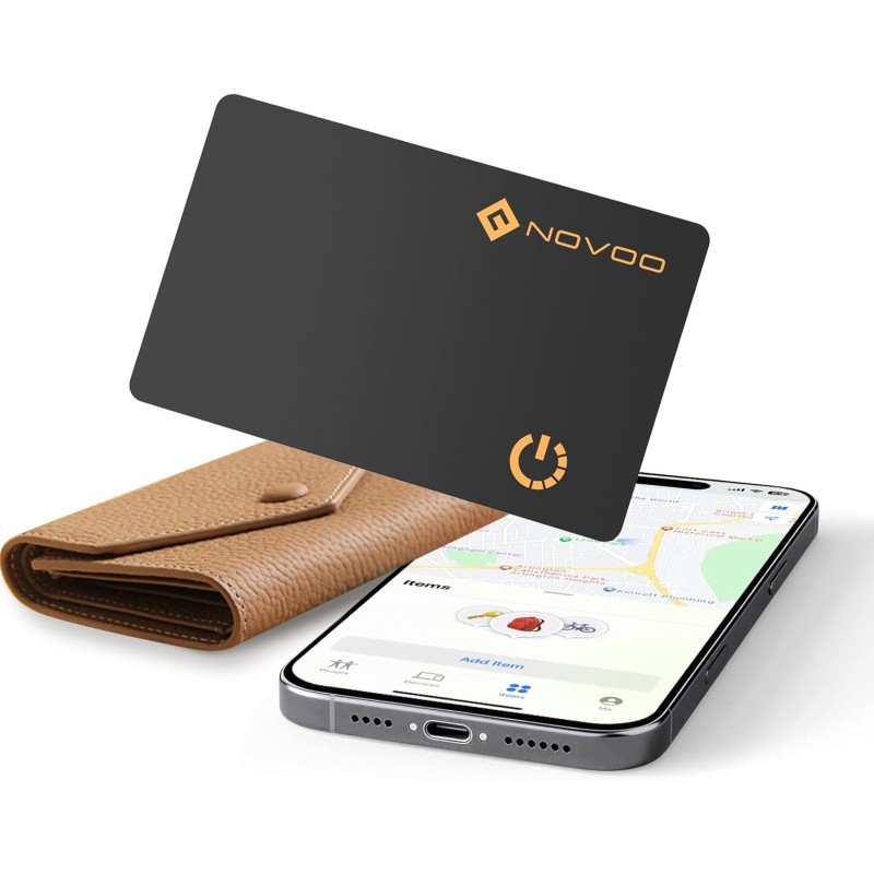 Novoo localisation d'articles air tag 1,6 mm mince 6 ans traceur carte compatible avec app localiser (ios uniquement), bleutooth