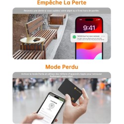 Novoo localisation d'articles air tag 1,6 mm mince 6 ans traceur carte compatible avec app localiser (ios uniquement), bleutooth