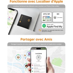 Novoo localisation d'articles air tag 1,6 mm mince 6 ans traceur carte compatible avec app localiser (ios uniquement), bleutooth