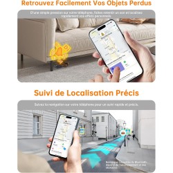 Novoo localisation d'articles air tag 1,6 mm mince 6 ans traceur carte compatible avec app localiser (ios uniquement), bleutooth