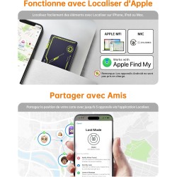 Novoo localisation d'articles air tag 1,6 mm mince 6 ans traceur carte compatible avec app localiser (ios uniquement), bleutooth