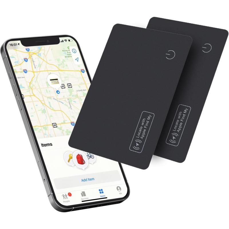 Reyke Carte de Suivi de Portefeuille Fine, Rechargeable, Compatible avec Apple Find My (iOS Uniquement) - Trieur d'objets pour é