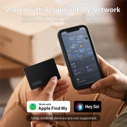 Reyke Carte de Suivi de Portefeuille Fine, Rechargeable, Compatible avec Apple Find My (iOS Uniquement) - Trieur d'objets pour é