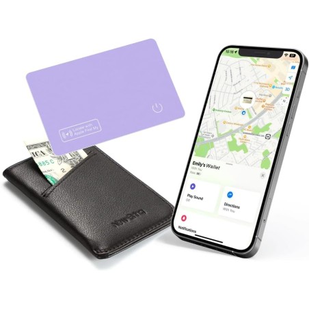 Reyke Carte de Suivi de Portefeuille Fine et Rechargeable - Compatible avec Apple Find My (iOS Uniquement) - pour étiquettes de 