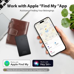 Air Traceur Tag Wallet Traceur Carte Lot de 2, 1.6mm Tracker Card Compatible avec Apple Localiser (iOS Uniquement), Rechargeable