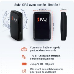 PAJ GPS Allround Finder vocaux 4G - Traceur GPS pour Voiture, Moto, Enfants, Seniors et Personnes atteintes de démence. Suivi en