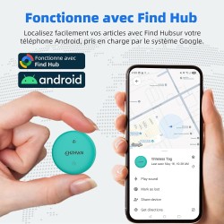 Android traceur tag,google tracker fonctionne avec l’app find hub (uniquement android),batterie remplaçable,ip67 imperméable,ble