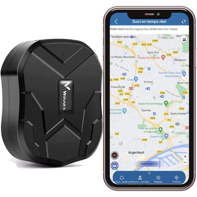 Winnes Traceur GPS Voiture avec Mic sans Abonnement 4G TK905B Suivi en Temps réel Antivol avec Batterie 10000mah Tracker Magnéti