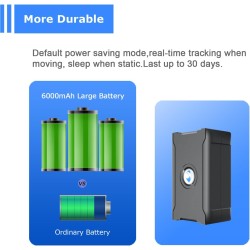 Traqueur GPS de véhicule Suivi en Temps réel Geo-Fence Suivi de Batterie Rechargeable 6000 mAh Traqueur GPS Personnel (S20(Up to
