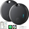 Air traceur android ou ios, 2pcs système double localisateurs d’objets bleutooth fonctionne avec apple/google find my, smart tra