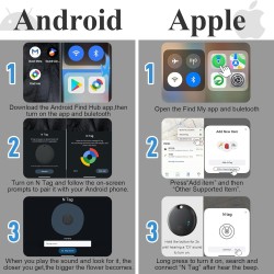 Air traceur android ou ios, 2pcs système double localisateurs d’objets bleutooth fonctionne avec apple/google find my, smart tra