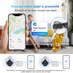 Smart tag localisateur de clés compatible avec ios find my app ou android find hub app traceur tag ip67 étanche cr2032 batterie 