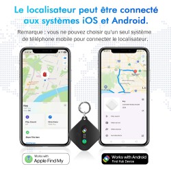 Smart tag localisateur de clés compatible avec ios find my app ou android find hub app traceur tag ip67 étanche cr2032 batterie 