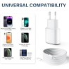 iPhone 14/13 Chargeur, 2-Pack 20W USB C Chargeur Rapide et 1.8M Cable Charge Secteur Mural Adaptateur Alimentation pour iPhone 1