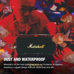 Marshall emberton iii enceintes bleutooth portables, sans fil, ip67 résistant à la poussière et à l'eau, plus de 32 heures de le