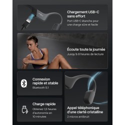 Shokz openrun casque à conduction osseuse, écouteurs bleutooth oreilles libres pour le sport avec micro, casque sans fil étanche