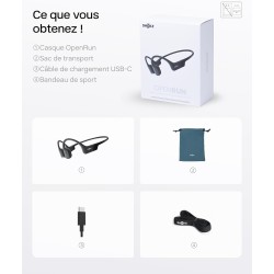Shokz openrun casque à conduction osseuse, écouteurs bleutooth oreilles libres pour le sport avec micro, casque sans fil étanche