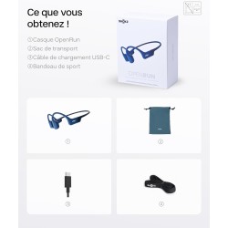 Shokz openrun casque à conduction osseuse, écouteurs bleutooth oreilles libres pour le sport avec micro, casque sans fil étanche