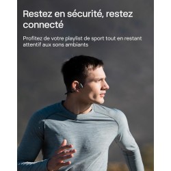 Shokz openrun casque à conduction osseuse, écouteurs bleutooth oreilles libres pour le sport avec micro, casque sans fil étanche