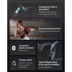 Shokz openrun casque à conduction osseuse, écouteurs bleutooth oreilles libres pour le sport avec micro, casque sans fil étanche