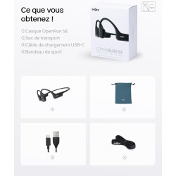 Shokz openrun casque à conduction osseuse, écouteurs bleutooth oreilles libres pour le sport avec micro, casque sans fil étanche