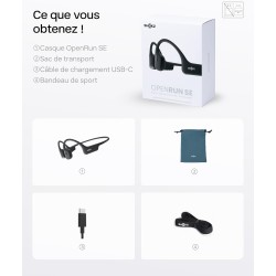 Shokz openrun casque à conduction osseuse, écouteurs bleutooth oreilles libres pour le sport avec micro, casque sans fil étanche