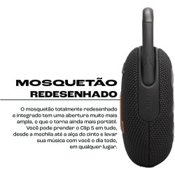 Jbl clip 5, enceinte bleutooth ultra-portable, mousqueton intégré, son jbl pro, basses percutantes, 12 heures d'autonomie, fonct