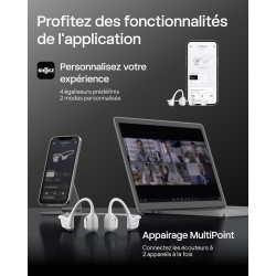 Shokz casque à conduction osseuse openrun pro 2, écouteurs sans fil bleutooth 5.3, microphones réducteurs de bruit, étanchéité i