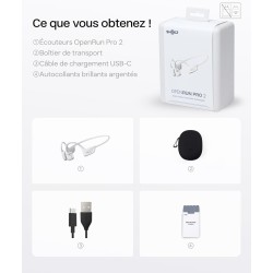 Shokz casque à conduction osseuse openrun pro 2, écouteurs sans fil bleutooth 5.3, microphones réducteurs de bruit, étanchéité i