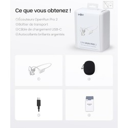Shokz casque à conduction osseuse openrun pro 2, écouteurs sans fil bleutooth 5.3, microphones réducteurs de bruit, étanchéité i