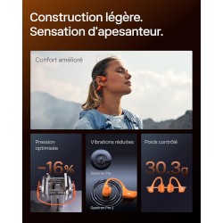 Shokz casque à conduction osseuse openrun pro 2 mini, écouteurs sans fil bleutooth 5.3, microphones réducteurs de bruit, étanché