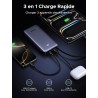 Uvert nexode 45w batterie externe 20000mah câble usb c intégré power bank portable charge rapide 2 ports pd écran led compatible