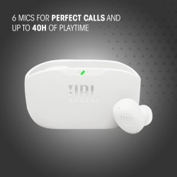 Jbl wave buds 2, écouteurs sans fil bleutooth, 40 h d'autonomie, son pure bass, technologie smart ambient, résistance à l'eau et