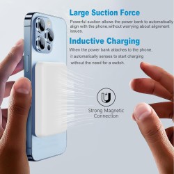 Batterie Externe 10000mAh pour Magsafe, Induction sans Fil Portable Charge Rapide Chargeur, Magnetique Power Bank pour iPhone 12