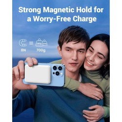 Batterie Externe 10000mAh pour Magsafe, Induction sans Fil Portable Charge Rapide Chargeur, Magnetique Power Bank pour iPhone 12