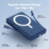 Batterie Externe iPhone Magnétique, Compatible avec MagSafe 10000mAh sans Fil Power Bank Charge Rapide avec 2 Câbles Intégrés Af