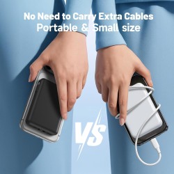 Batterie Externe iPhone Magnétique, Compatible avec MagSafe 10000mAh sans Fil Power Bank Charge Rapide avec 2 Câbles Intégrés Af