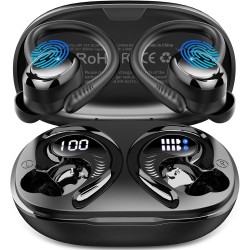 Ecouteurs bleutooth sans fil sport, 2025 écouteur bleutooth 5.4 avec 4 enc mic, 60+hrs ecouteurs sans fil hifi stéréo, ip7 étanc