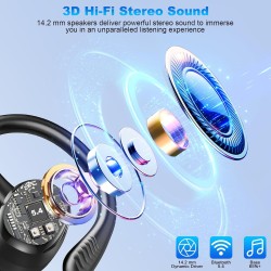 Ecouteurs bleutooth sans fil sport, 2025 écouteur bleutooth 5.4 avec 4 enc mic, 60+hrs ecouteurs sans fil hifi stéréo, ip7 étanc