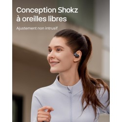 Shokz écouteurs à oreilles libres openfit air, casque bleutooth sans fil avec microphone, écouteurs avec crochet d'oreille air, 
